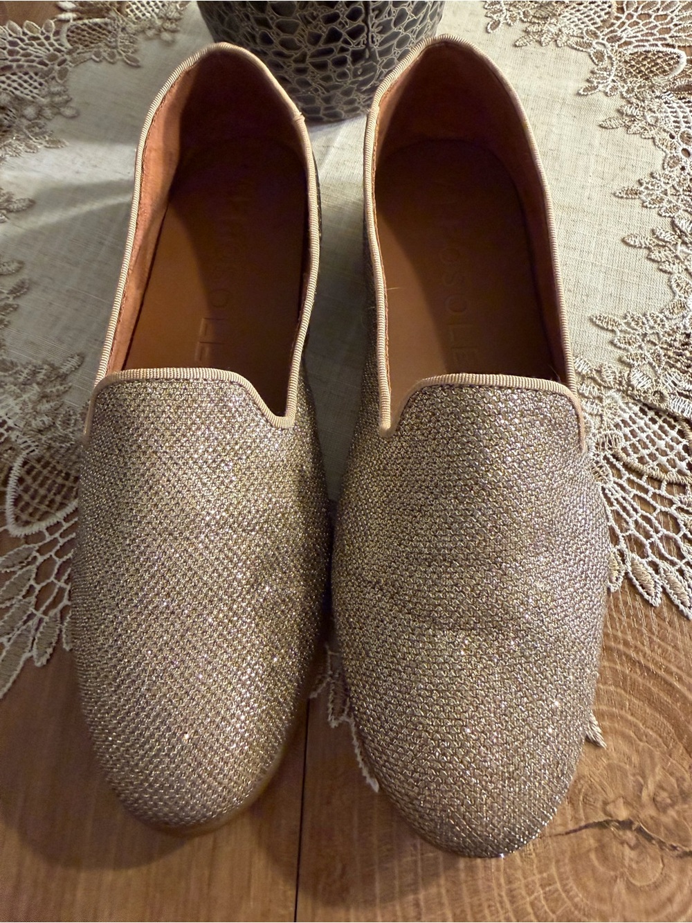 Women’s Aerosoles Betunia Fold & Silver Sparkle Loafers Size 9 M